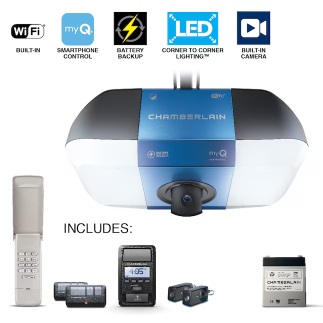 Chamberlain 1-1/4 Hps Smartphone-Controlled Wi-Fi Belt Drive Garage Door Opener