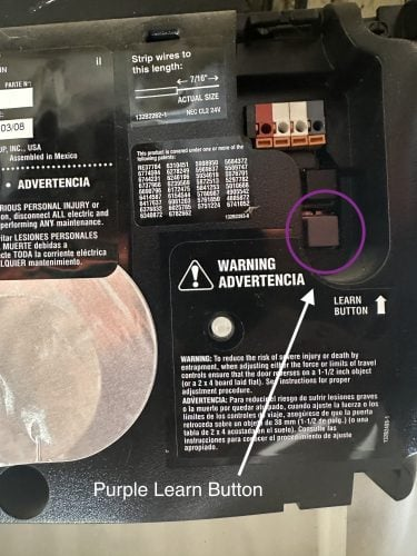 Learn Button And Arrow Button On Chamberlain Garage Door Opener