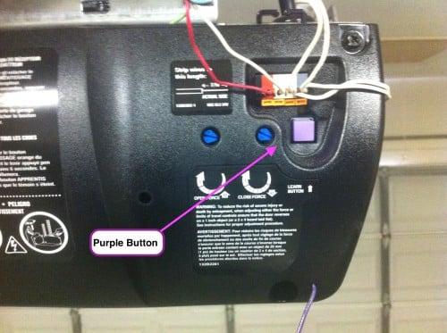 Learn Button On The Chamberlain Garage Door Opener Model 248730