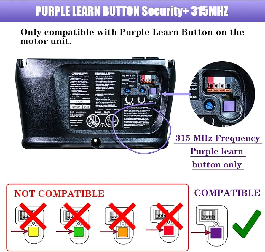 Light Flashing Above Purple Button On Chamberlain Garage Door Opener