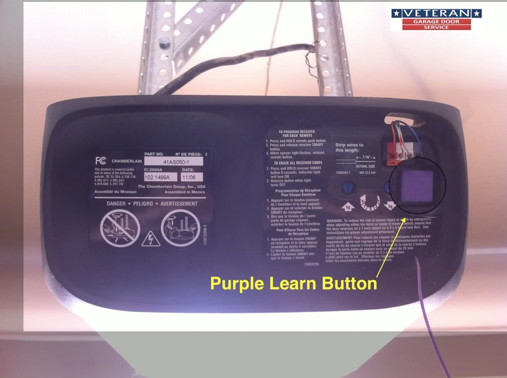 Chamberlain Garage Door Opener Remote Programming Purple Learn Button